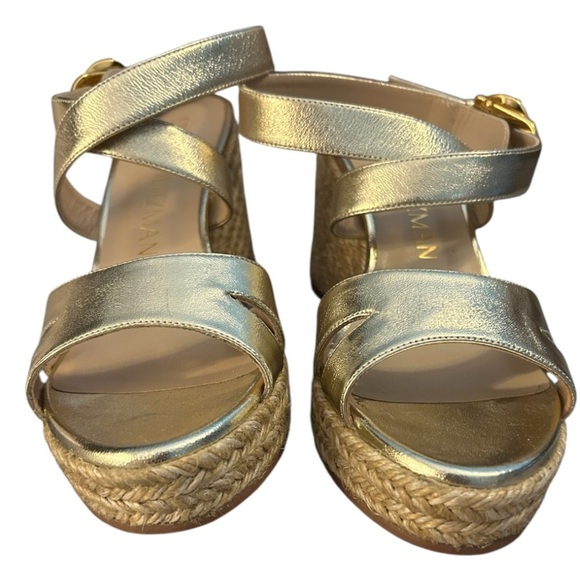 NWOT Stuart Weitzman Gold Zuzu wedge sandals - Picture 8 of 13